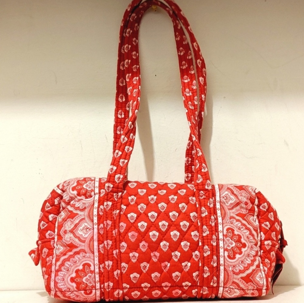 Red & White Barrel Bag By Vera Bradley